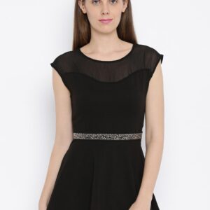 AND Women Black Solid Peplum Top