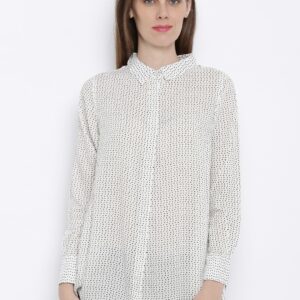 AND Women White Printed Shirt Style Top