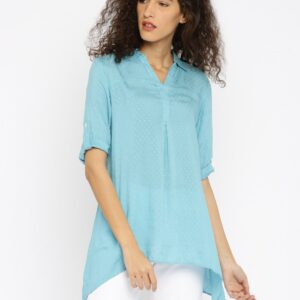 AND Women Blue Self-Design Top