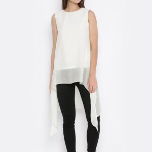 AND Women Off-White Solid High-Low Top