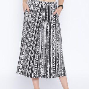 AND Black  White Printed Culotte Trousers