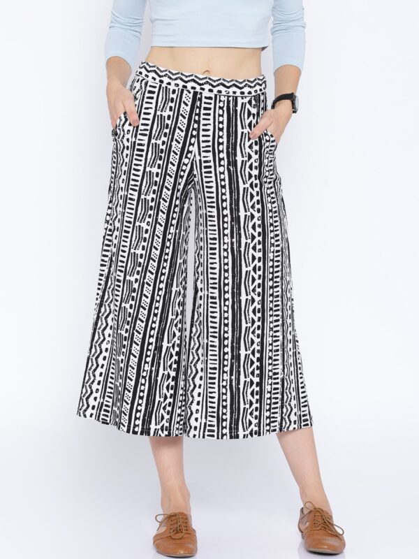 AND Black  White Printed Culotte Trousers