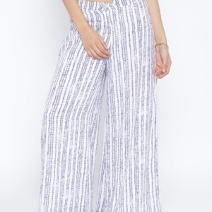 AND White  Blue Printed Palazzo Trousers