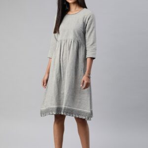 Anouk Women Grey Solid A-Line Dress