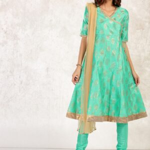 Anouk Women Green Printed Kurta with Churidar  Dupatta