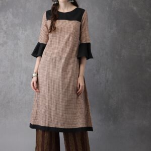 Anouk Women Brown  Black Printed Kurta with Palazzos