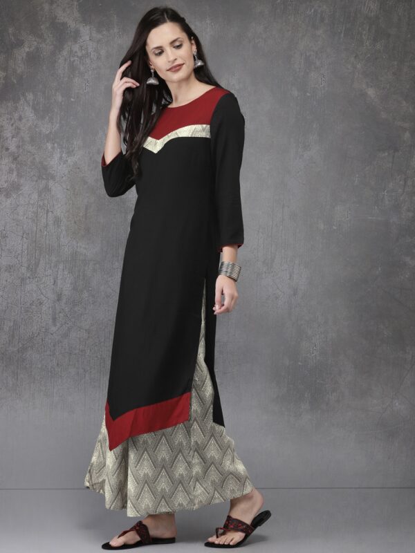 Anouk Women Black  Grey Solid Kurta with Palazzos