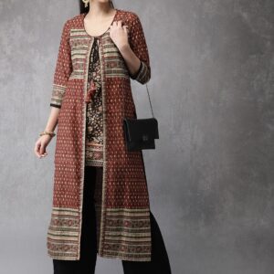 Anouk Women Black  Brown Kalamkari Printed  Kurta with Palazzos