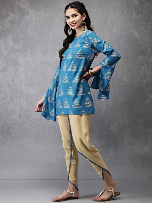 Anouk Women Blue  Beige Printed Kurti with Harem Pants