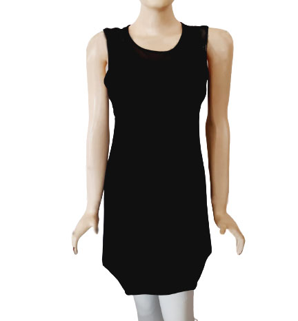 Black Solid A-Line Dress