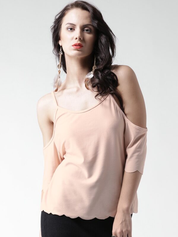 Boohoo Peach-Coloured Cold Shoulder Top