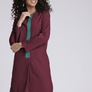 Chemistry Women Burgundy Solid A-Line Dress