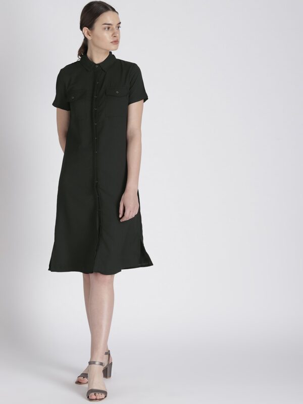 Chemistry Women Black Solid Shirt Dress