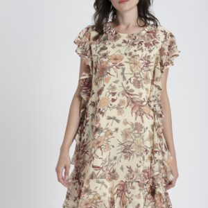 Chemistry Women Cream-Coloured Printed A-Line Dress