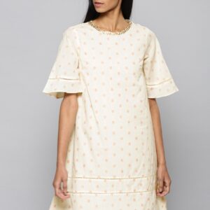 Chemistry Women Cream-Coloured Printed A-Line Dress