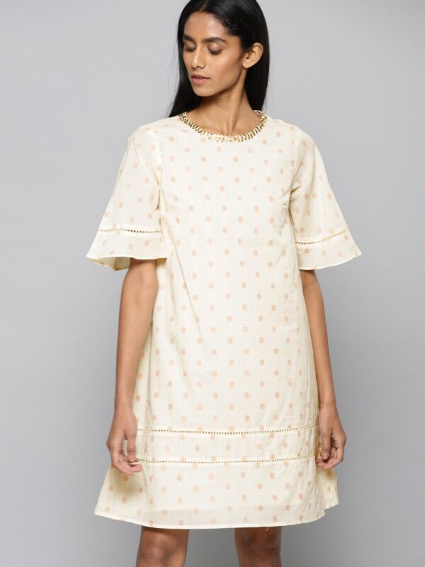 Chemistry Women Cream-Coloured Printed A-Line Dress