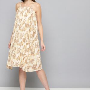 Chemistry Women Cream-Coloured Printed A-Line Dress