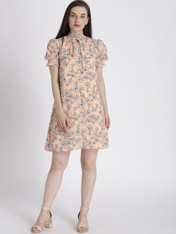 Chemistry Women Cream-Coloured Printed A-Line Dress