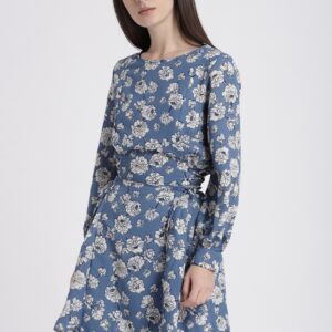 Chemistry Women Blue Printed Fit and Flare Dress