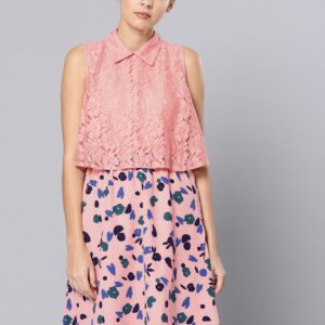 Chemistry Women Peach-Coloured Printed Layer Dress