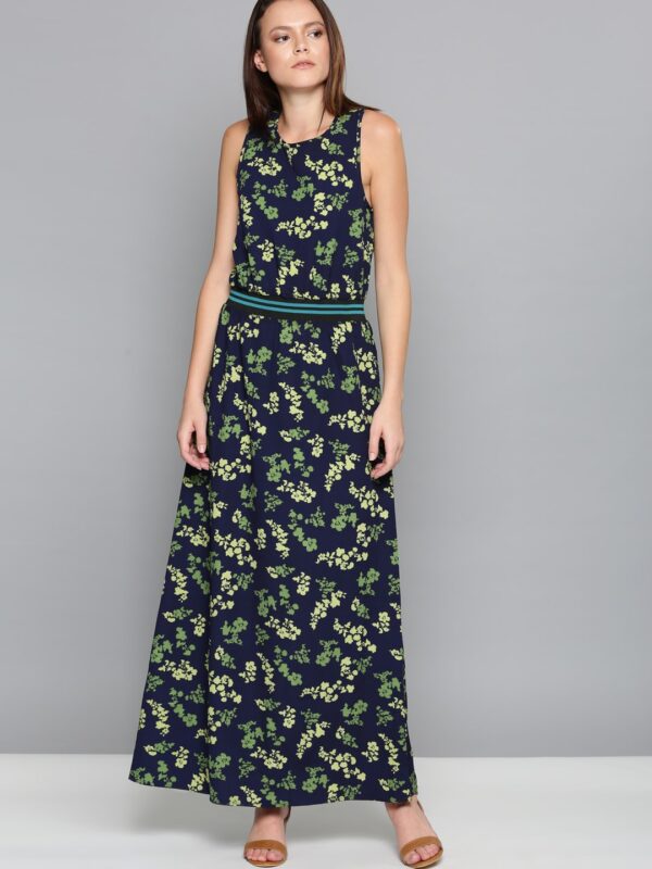 Chemistry Women Navy Blue Printed A-Line Dress