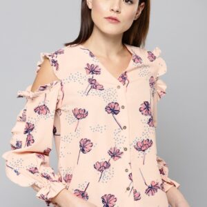 Chemistry Women Peach-Coloured Printed Top