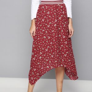 Chemistry Women Red Printed A-Line Skirt