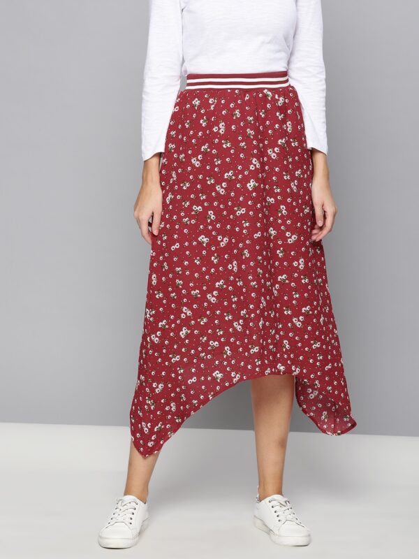 Chemistry Women Red Printed A-Line Skirt