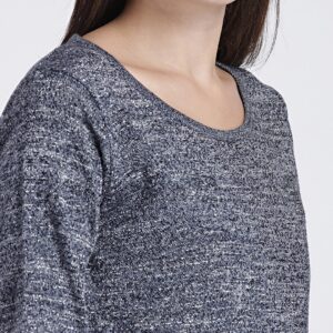 Chemistry Women Navy Blue  Grey Solid Lurex Sweater