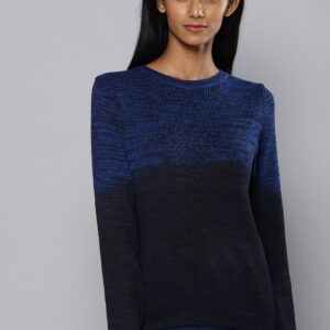 Chemistry Women Blue  Black Ribbed Pullover