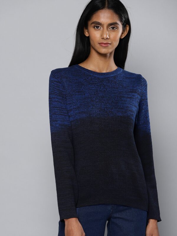 Chemistry Women Blue  Black Ribbed Pullover