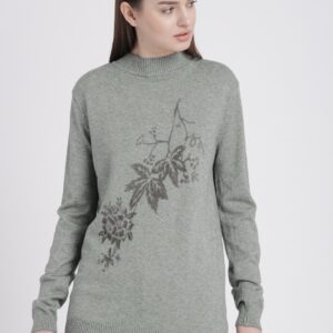 Chemistry Women Grey Self-Design Pullover