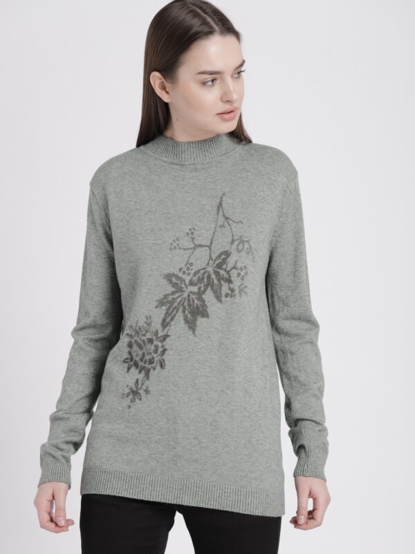 Chemistry Women Grey Self-Design Pullover