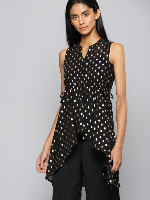 Chemistry Black  Gold-Toned Printed Tunic