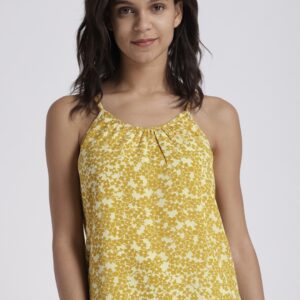 Chemistry Women Mustard Yellow Printed Top