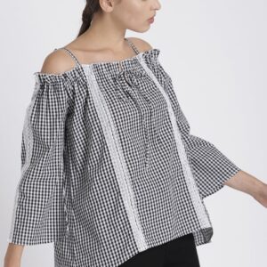 Chemistry Women Black Checked Top