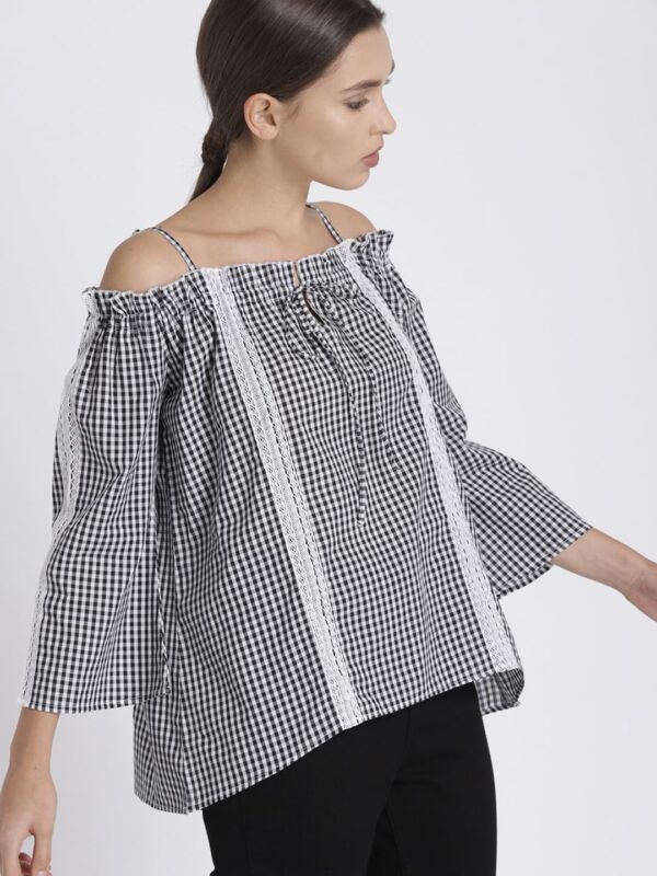 Chemistry Women Black Checked Top