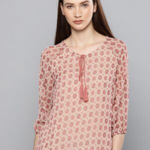 Chemistry Women Peach-Coloured Printed Top