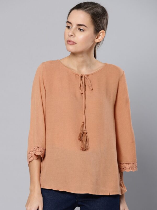 Chemistry Women Beige Solid Top