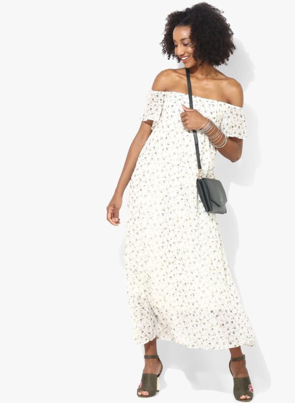 Deal jeans White Coloured Printed Shift Dress