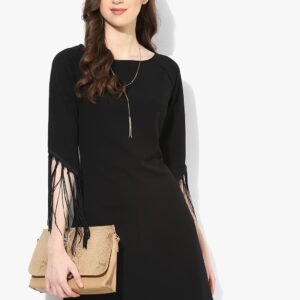 Deal Jeans Black Coloured Solid Shift Dress