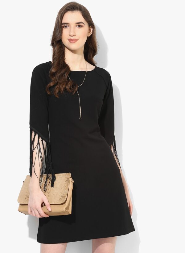 Deal Jeans Black Coloured Solid Shift Dress