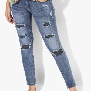 Blue Washed Mid Rise Skinny Fit Jeans