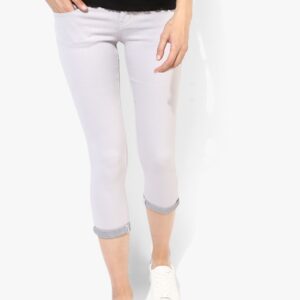 Grey Solid Mid Rise Skinny Fit Jeans