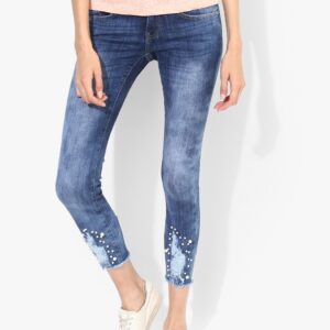 Blue Washed Mid Rise Skinny Fit Jeans