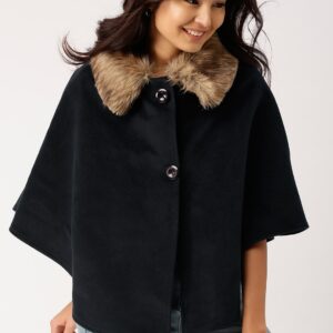 DressBerry Navy Blue Cape Coat