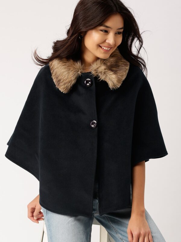 DressBerry Navy Blue Cape Coat