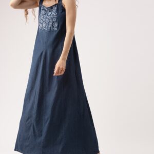 DressBerry Women Blue Solid Maxi Dress