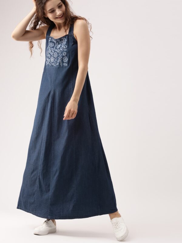 DressBerry Women Blue Solid Maxi Dress