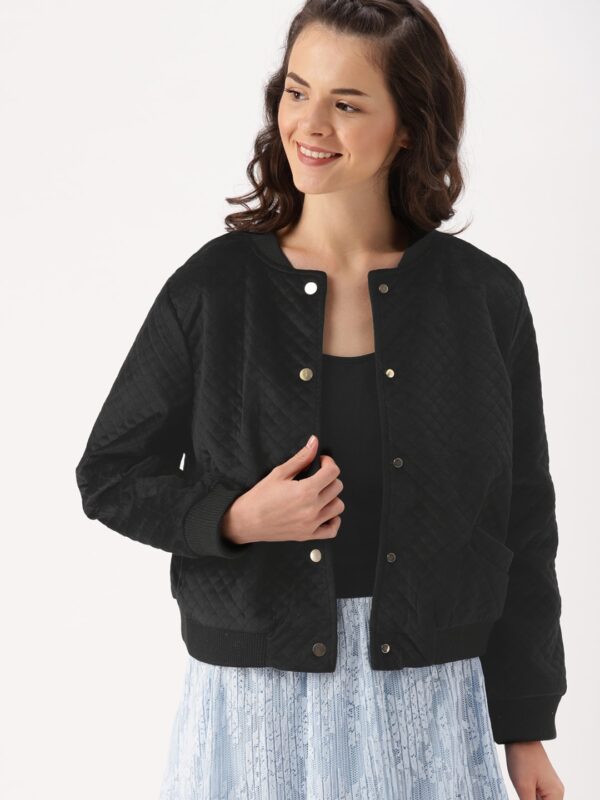 DressBerry Women Solid Quilted Jacket